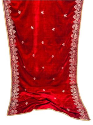 Buy Red Color Embroidered Velvet Shawl