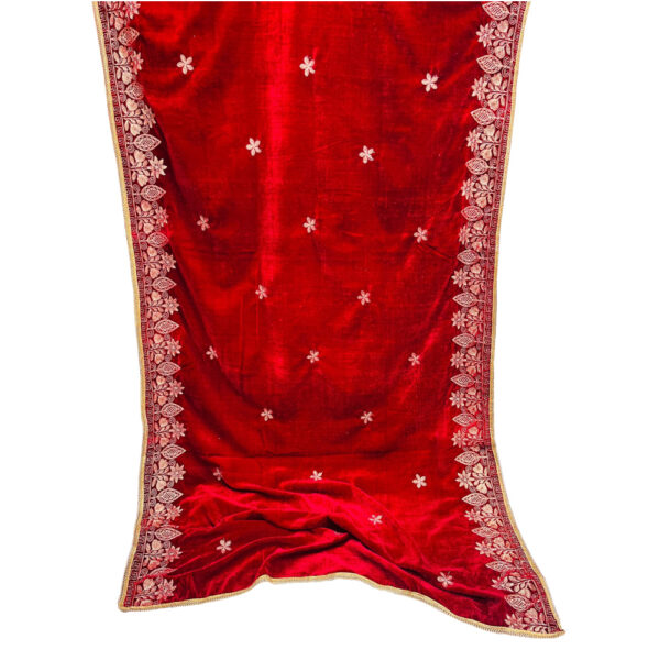 Buy Red Color Embroidered Velvet Shawl