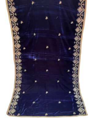 Navy Blue Wholesale Velvet Shawl With Mirror Work
