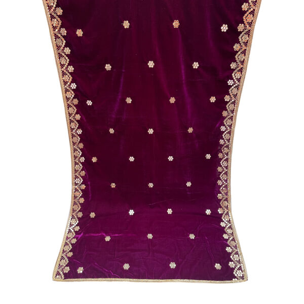 Plum Embroidered Shawl With Mirror Work