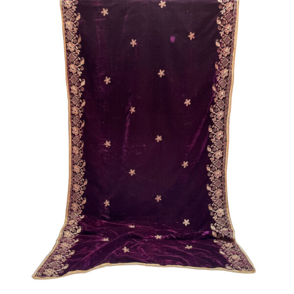 Plum Velvet Embroidered Shawl