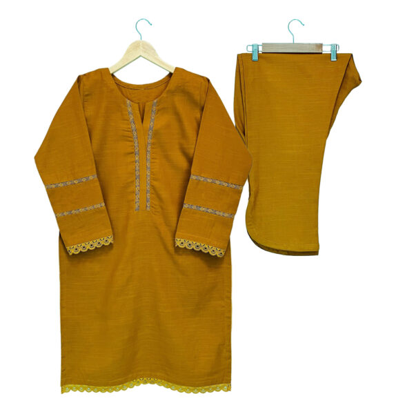 Yellowish Brown Khaddar 2-Piece Designer Set