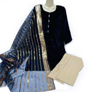 Blue Color 3pc Pakistani Velvet Suit