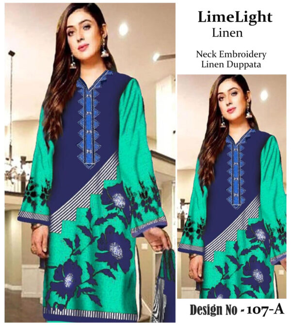 Blue-Turquoise Color Linen Salwar Kameez