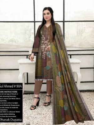 Brown Multi Color Dhanak Suit