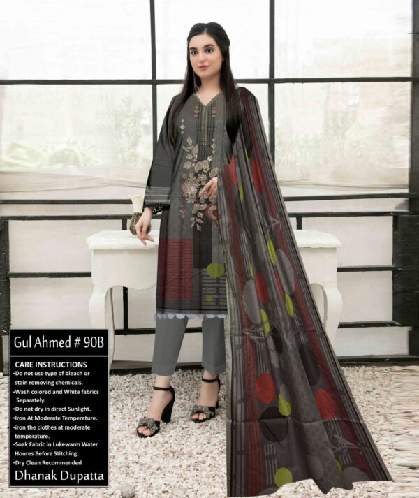 Dark Grey-Multi Color Dhanak Suit