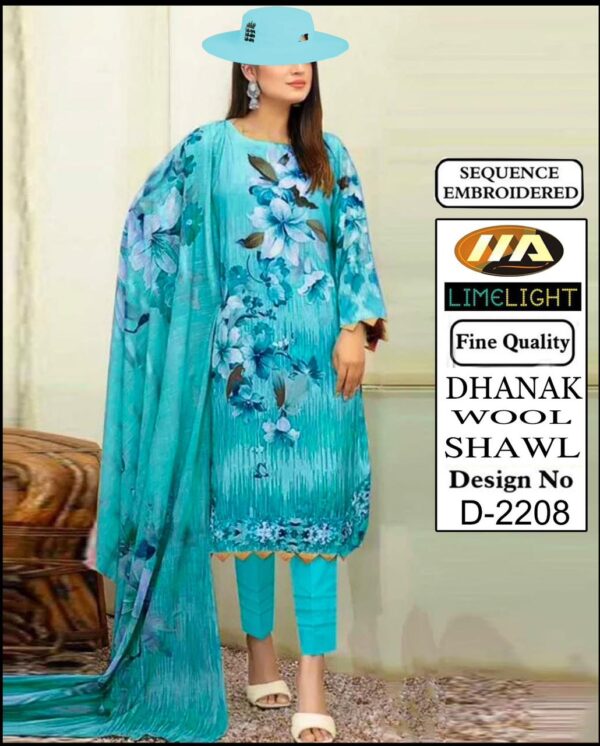 Medium Turquoise Color Dhanak Suit