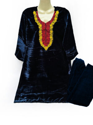 Navy Blue Pakistani Embroidered Velvet 2pc
