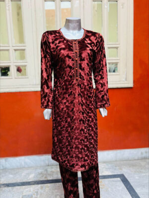 Brown Color 3pc Velvet Pakistani Suit