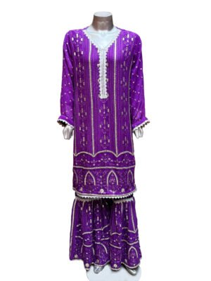 Purple Color Pakistani Chiffon Designer Outfit