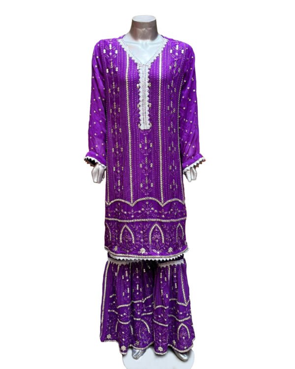 Purple Color Pakistani Chiffon Designer Outfit