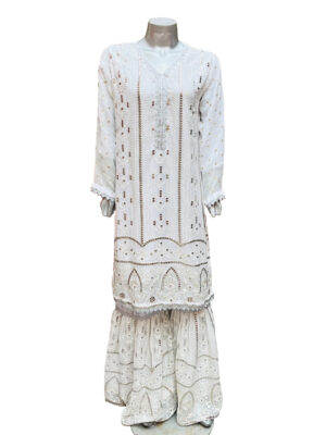 White Color Pakistani Chiffon Designer Outfit