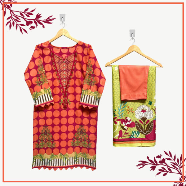 Wholesale Tomato Pink readymade Dhanak suit design 5pcs Set