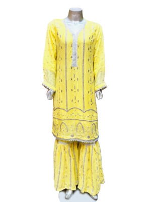 yellow Color Pakistani Chiffon Designer Outfit