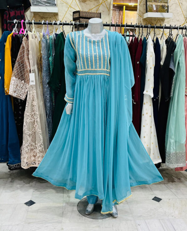 Sky Blue Chiffon Suits Pakistan