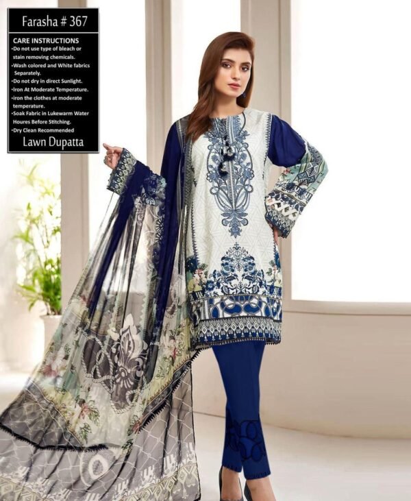 Ecru White Embroidered Pakistan Lawn Suits