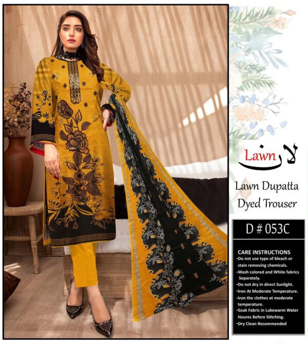 Orange Gold 3pc Pakistani Lawn Suits Online