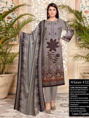 Warm Grey 3pc Embroidered Pakistani Lawn Suits