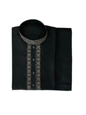 Black Color Embroidered Fancy Salwar Kameez For Men