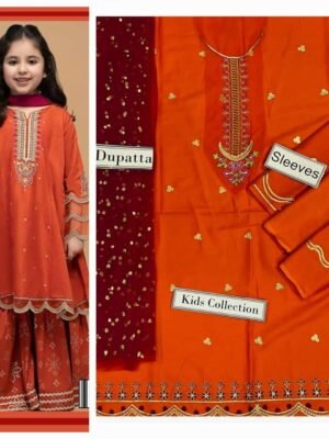 Brick Orange Pakistani Clothes For Children