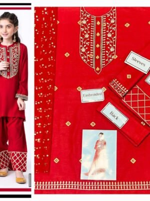 Cadmium Red Pakistani Kids Wear Girls