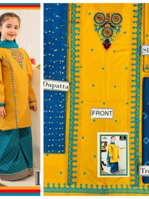 Chrome Yellow Pakistani Kids Salwar Kameez