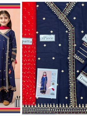 Dark Blue Grey Pakistani Dress For Children
