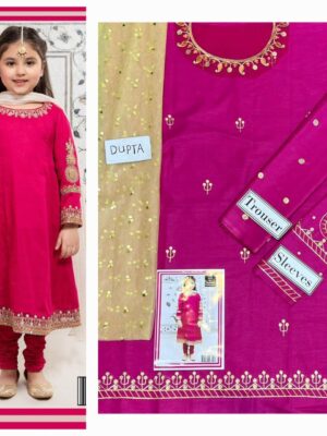 Dark Fuchsia Pakistani Dress For Kids