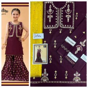 Dark Purple Pakistani Dress For Kids