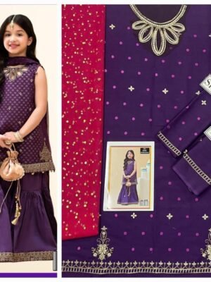 Deep Violet Pakistani Dress For Kids