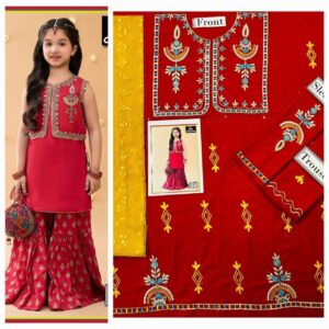 Milano Red Pakistani Kids Salwar Kameez