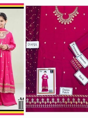 Rose Red Pakistani Clothes For Children