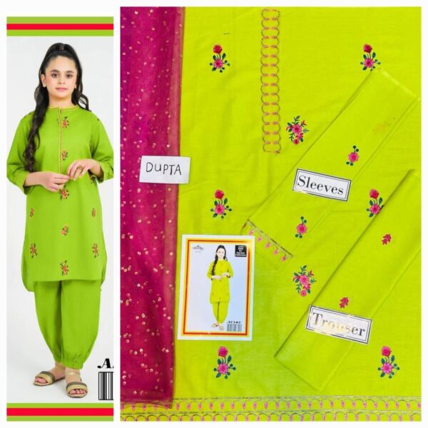 Yellowish Green Kids Dresses For Girls