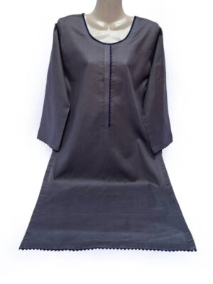 Charcoal Grey Solid Designer Stitch Kurti