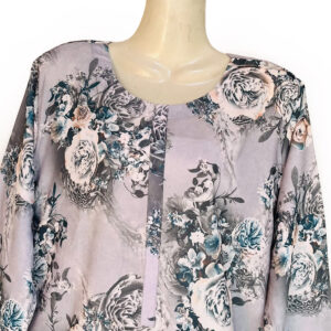 Lavender Grey Readymade Digital Printed Silk Kurti
