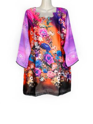 Multi Color Readymade Digital Printed Silk Kurti