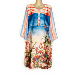 Pale Pink Readymade Digital Printed Silk Kurti