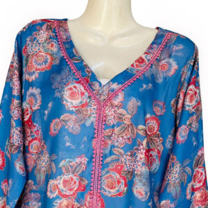 Windows Blue Readymade Digital Printed Silk Kurti