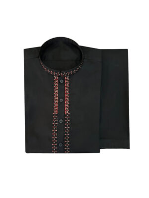 Men's Black Embroidered Shalwar Kameez