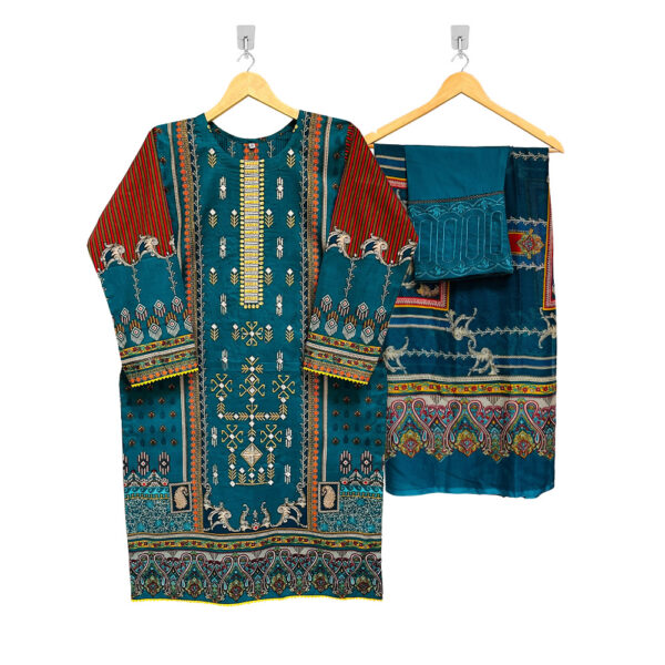 Cyan Color Ladies 3pc Wholesale Shalwar Kameez