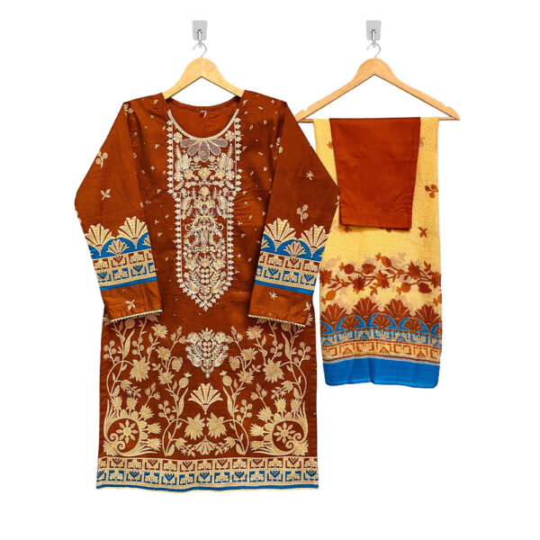 Light Brown Color 3pc Pakistani Suits Wholesale