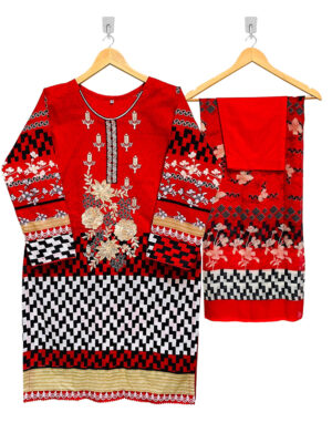 Red Color 3pc Ladies Wholesale Salwar Kameez