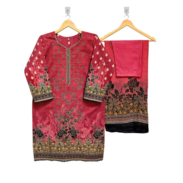 Ruby Color Embroidered 3pc Pakistani Suits Wholesale