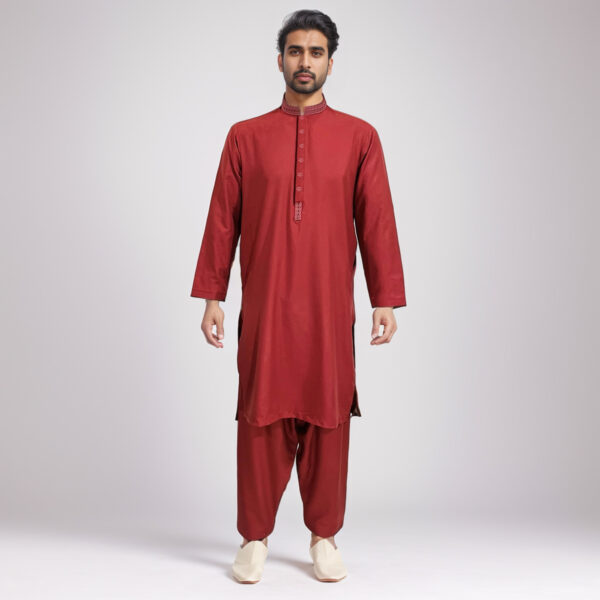 Reddish shalwar kameez for men pakistan