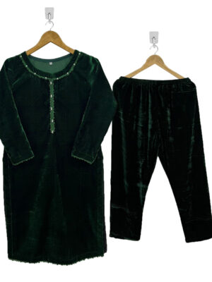Dark Green velvet suits in Pakistan