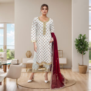 white formal Teal Pakistani party wear bradford