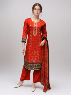 Red Embroidered Lawn Suit