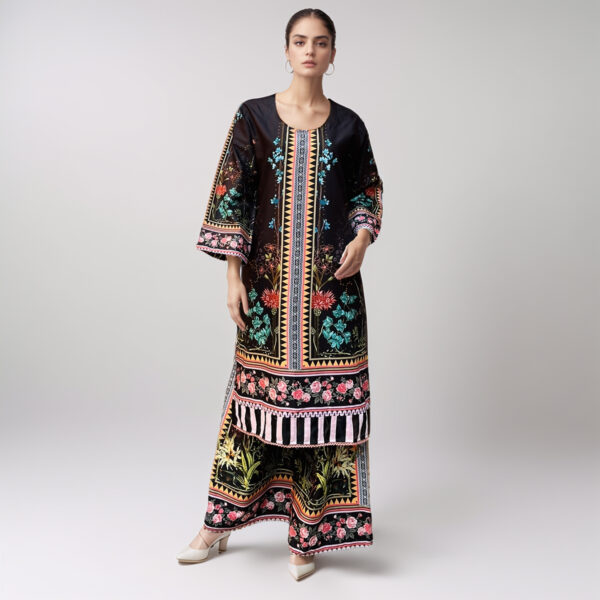 Black 2pc printed lawn suit wholesale
