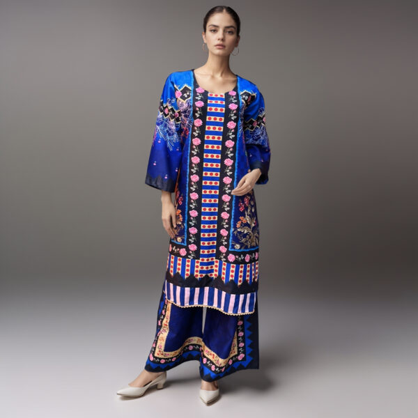 Dark blue wholesale printed 2pc lawn suit