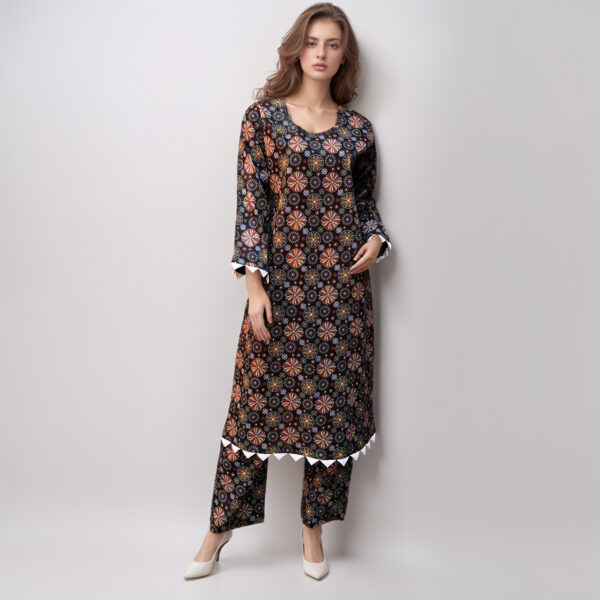 Smoky Black 2pc wholesale printed lawn suit